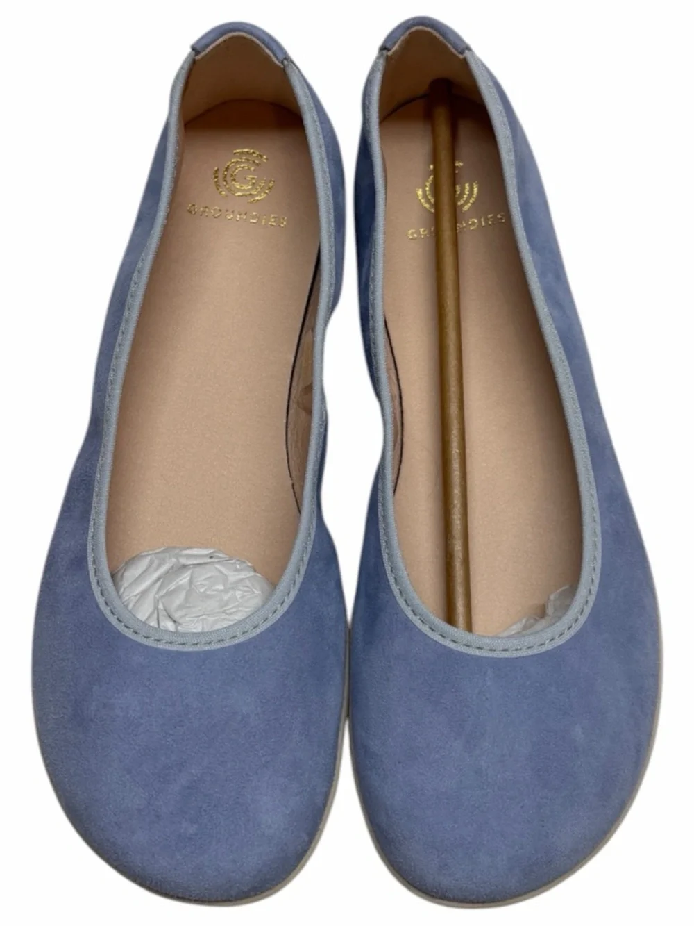 NWT Groundies Barefoot Shoes Lily Suede Ballet Flat Shoes Blue barefootwear sz 8 - Picture 5 of 13